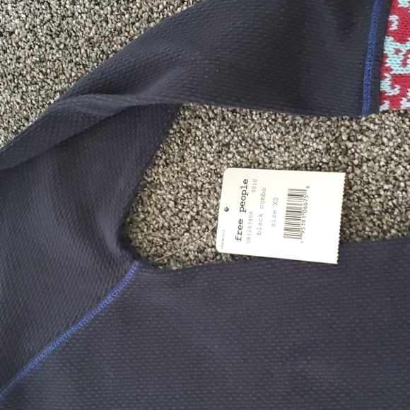 NWT Free People Mix Thermal Cuff Long Sleeve Top women boho - Picture 5 of 10